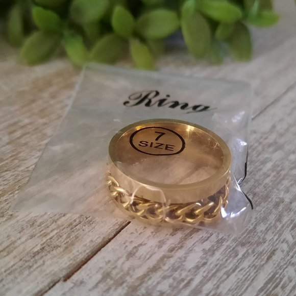 Men's Gold-Plated, Wide Band Spinner Ring with Roman Numerals NWT! - Size 7 - Picture 7 of 15